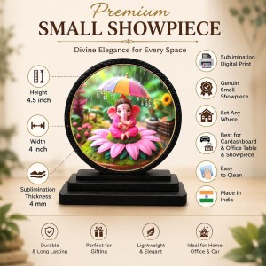 Car Dashboard Wooden Lord Ganeshaa Showpiece | 4 X 4.5 Inch Sublimation Printed Decorative Stand | 4 Mm MDF | Home Decor | Made in India (F33246) Car Dashboard Wooden Lord Ganeshaa Showpiece | 4 X 4.5 Inch Sublimation Printed Decorative Stand | 4 Mm MDF | Home Decor | Made in India (F33246)