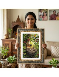 Bird Nest Decorative Photo Frame With White Mount | Premium Wall & Tabletop Picture Frame | Home, Office & Temple Decoration | 8x12 Inch (Pack Of 1) (F31437)