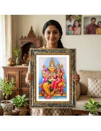 Lakshmi And Vishnu Decorative Photo Frame With White Mount | Premium Wall & Tabletop Picture Frame | Home, Office & Temple Decoration | 10x14 Inch (Pack Of 1) (F33107)