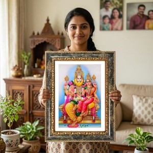 Lakshmi And Vishnu Decorative Photo Frame With White Mount | Premium Wall & Tabletop Picture Frame | Home, Office & Temple Decoration | 10x14 Inch (Pack Of 1) (F33107) Lakshmi And Vishnu Decorative Photo Frame With White Mount | Premium Wall & Tabletop Picture Frame | Home, Office & Temple Decoration | 10x14 Inch (Pack Of 1) (F33107)
