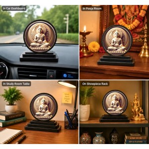 Car Dashboard Wooden Gautam Buddha Showpiece | 4 X 4.5 Inch Sublimation Printed Decorative Stand | 4 Mm MDF | Home Decor | Made in India (F33418) Car Dashboard Wooden Gautam Buddha Showpiece | 4 X 4.5 Inch Sublimation Printed Decorative Stand | 4 Mm MDF | Home Decor | Made in India (F33418)