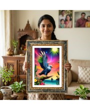 Multi-Colore Eagle Decorative Photo Frame With White Mount | Premium Wall & Tabletop Picture Frame | Home, Office & Temple Decoration | 10x14 Inch (Pack Of 1) (F31127)