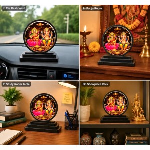 Car Dashboard Wooden Shri Lakshmi Ganeshaa Showpiece | 4 X 4.5 Inch Sublimation Printed Decorative Stand | 4 Mm MDF | Home Decor | Made in India (F33557) Car Dashboard Wooden Shri Lakshmi Ganeshaa Showpiece | 4 X 4.5 Inch Sublimation Printed Decorative Stand | 4 Mm MDF | Home Decor | Made in India (F33557)