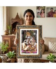 Radhaa Krishna Decorative Photo Frame With White Mount | Premium Wall & Tabletop Picture Frame | Home, Office & Temple Decoration | 10x14 Inch (Pack Of 1) (F33073)