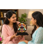 Car Dashboard Wooden Lord Jagannath Showpiece | 4 X 4.5 Inch Sublimation Printed Decorative Stand | 4 Mm MDF | Home Decor | Made in India (F33617)