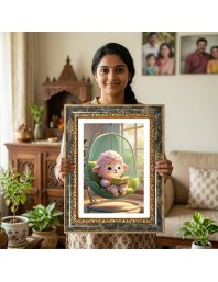 Lamb Decorative Photo Frame With White Mount | Premium Wall & Tabletop Picture Frame | Home, Office & Temple Decoration | 8x12 Inch (Pack Of 1) (F31566)