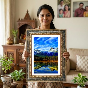 Vibrant Mountain Landscape Decorative Photo Frame With White Mount | Premium Wall & Tabletop Picture Frame | Home, Office & Temple Decoration | 8x12 Inch (Pack Of 1) (F32497) Vibrant Mountain Landscape Decorative Photo Frame With White Mount | Premium Wall & Tabletop Picture Frame | Home, Office & Temple Decoration | 8x12 Inch (Pack Of 1) (F32497)