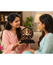 Car Dashboard Wooden Lord Ganeshaa Showpiece | 4 X 4.5 Inch Sublimation Printed Decorative Stand | 4 Mm MDF | Home Decor | Made in India (F33671)