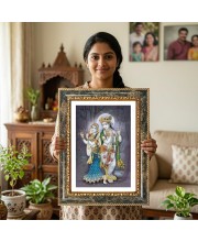 Radhaa Krishna Decorative Photo Frame With White Mount | Premium Wall & Tabletop Picture Frame | Home, Office & Temple Decoration | 8x12 Inch (Pack Of 1) (F32670)