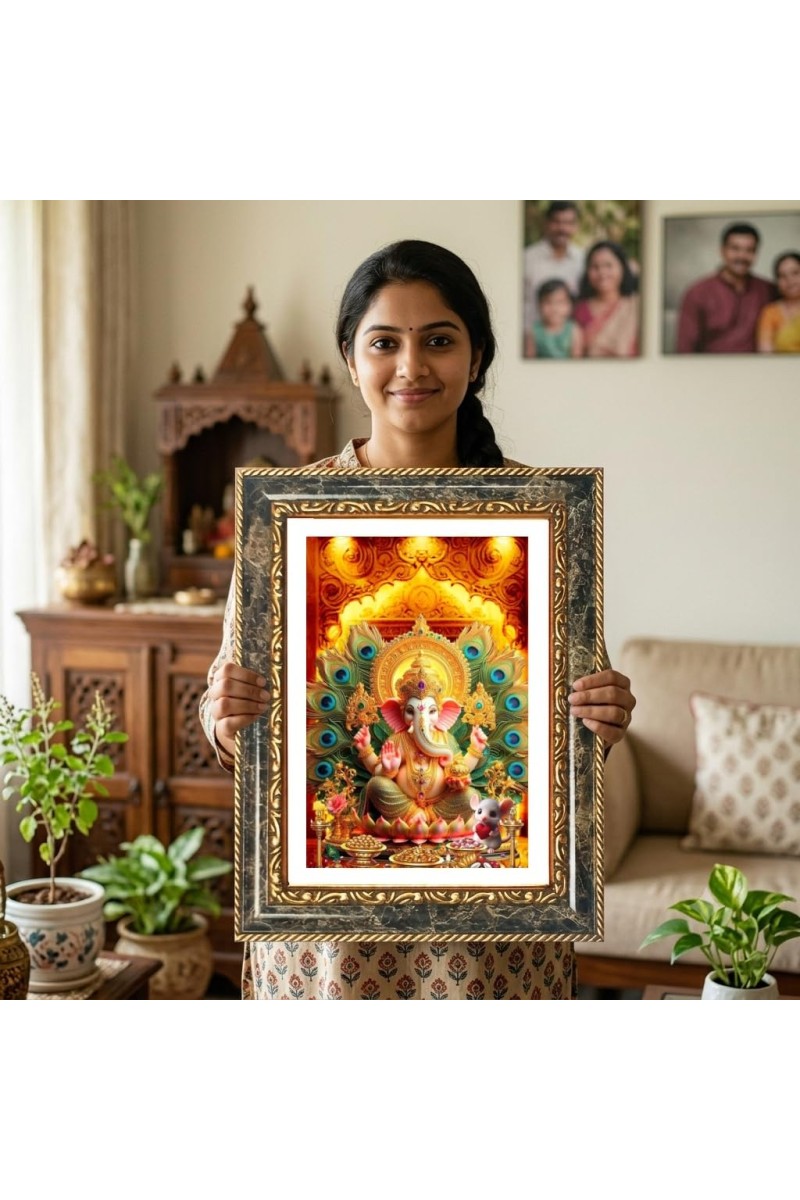 Radhaa Krishna Decorative Photo Frame With White Mount | Premium Wall & Tabletop Picture Frame | Home, Office & Temple Decoration | 12x16 Inch (Pack Of 1) (F31588)