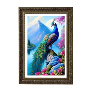 Peacock Big Photo Frame - 20x28 Inches For Home,Temple & Office Decoration (F11036)