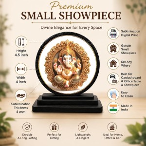 Car Dashboard Wooden Lord Ganeshaa Showpiece | 4 X 4.5 Inch Sublimation Printed Decorative Stand | 4 Mm MDF | Home Decor | Made in India (F33295) Car Dashboard Wooden Lord Ganeshaa Showpiece | 4 X 4.5 Inch Sublimation Printed Decorative Stand | 4 Mm MDF | Home Decor | Made in India (F33295)