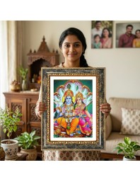 Rama Sita Lakshman Hanuman Decorative Photo Frame With White Mount | Premium Wall & Tabletop Picture Frame | Home, Office & Temple Decoration | 8x12 Inch (Pack Of 1) (F31381)