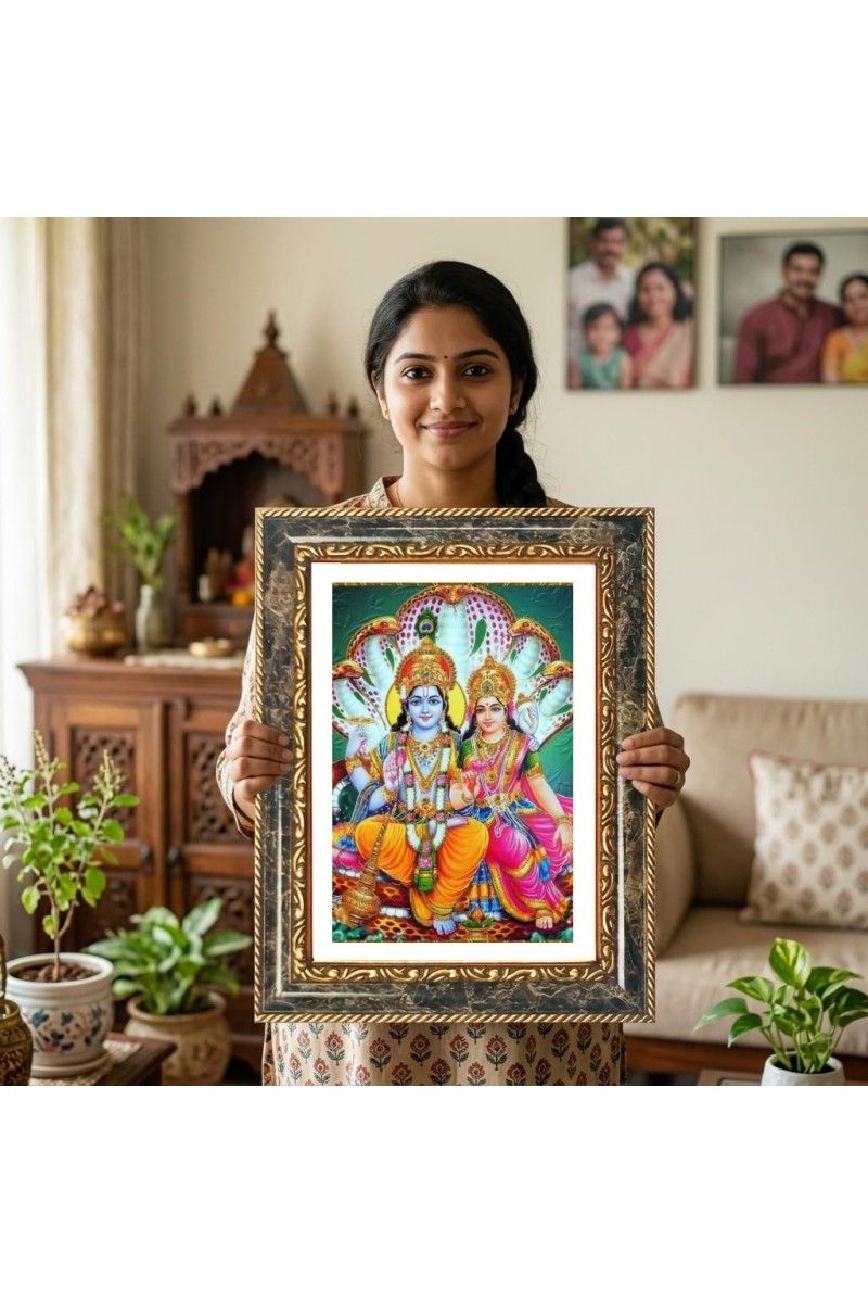 Rama Sita Lakshman Hanuman Decorative Photo Frame With White Mount | Premium Wall & Tabletop Picture Frame | Home, Office & Temple Decoration | 10x14 Inch (Pack Of 1) (F31381)
