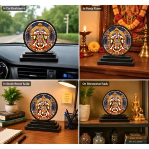 Car Dashboard Wooden Lord Venkateswara. Showpiece | 4 X 4.5 Inch Sublimation Printed Decorative Stand | 4 Mm MDF | Home Decor | Made in India (F33699)