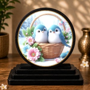 Car Dashboard Wooden Two Plush Blue Birds Showpiece | 4 X 4.5 Inch Sublimation Printed Decorative Stand | 4 Mm MDF | Home Decor | Made in India (F33503) Car Dashboard Wooden Two Plush Blue Birds Showpiece | 4 X 4.5 Inch Sublimation Printed Decorative Stand | 4 Mm MDF | Home Decor | Made in India (F33503)