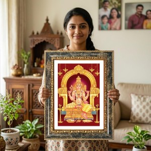 Lakshmi Decorative Photo Frame With White Mount | Premium Wall & Tabletop Picture Frame | Home, Office & Temple Decoration | 8x12 Inch (Pack Of 1) (F32508)