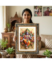 Vishnu Decorative Photo Frame With White Mount | Premium Wall & Tabletop Picture Frame | Home, Office & Temple Decoration | 8x12 Inch (Pack Of 1) (F32628)