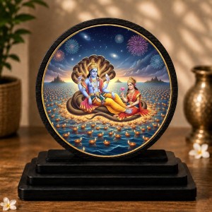 Car Dashboard Wooden Lord Vishnu and Goddess Lakshmi Showpiece | 4 X 4.5 Inch Sublimation Printed Decorative Stand | 4 Mm MDF | Home Decor | Made in India (F33359) Car Dashboard Wooden Lord Vishnu and Goddess Lakshmi Showpiece | 4 X 4.5 Inch Sublimation Printed Decorative Stand | 4 Mm MDF | Home Decor | Made in India (F33359)