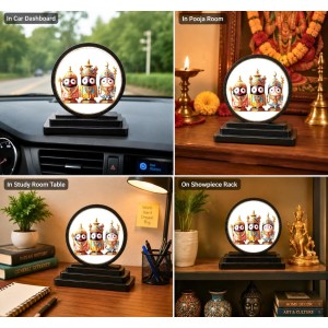 Car Dashboard Wooden Lord Jagannath, Subhadra, Balabhadra Showpiece | 4 X 4.5 Inch Sublimation Printed Decorative Stand | 4 Mm MDF | Home Decor | Made in India (F33409) Car Dashboard Wooden Lord Jagannath, Subhadra, Balabhadra Showpiece | 4 X 4.5 Inch Sublimation Printed Decorative Stand | 4 Mm MDF | Home Decor | Made in India (F33409)
