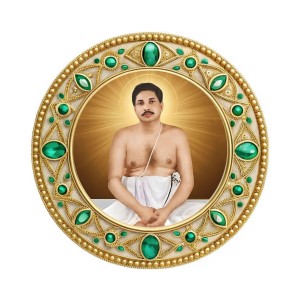 Sree Sree Thakur Anukulchandra Fridge Magnet Wooden | Glossy Sublimation Print | 4x4 Inch | Strong Magnet Back | Decorative Magnet for Fridge, Almirah & Temple Decor (F23698)