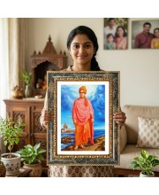 Swami Vivekananda Decorative Photo Frame With White Mount | Premium Wall & Tabletop Picture Frame | Home, Office & Temple Decoration | 10x14 Inch (Pack Of 1) (F32520)