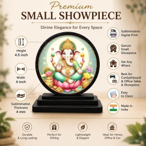 Car Dashboard Wooden Lord Ganeshaa Showpiece | 4 X 4.5 Inch Sublimation Printed Decorative Stand | 4 Mm MDF | Home Decor | Made in India (F33290) Car Dashboard Wooden Lord Ganeshaa Showpiece | 4 X 4.5 Inch Sublimation Printed Decorative Stand | 4 Mm MDF | Home Decor | Made in India (F33290)