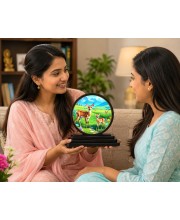 Car Dashboard Wooden Deer in Forest Showpiece | 4 X 4.5 Inch Sublimation Printed Decorative Stand | 4 Mm MDF | Home Decor | Made in India (F33623)