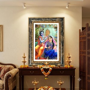 Radhaa Krishna Decorative Photo Frame With White Mount | Premium Wall & Tabletop Picture Frame | Home, Office & Temple Decoration | 8x12 Inch (Pack Of 1) (F33000)