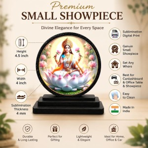 Car Dashboard Wooden Goddess Lakshmi Showpiece | 4 X 4.5 Inch Sublimation Printed Decorative Stand | 4 Mm MDF | Home Decor | Made in India (F33391) Car Dashboard Wooden Goddess Lakshmi Showpiece | 4 X 4.5 Inch Sublimation Printed Decorative Stand | 4 Mm MDF | Home Decor | Made in India (F33391)