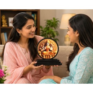Car Dashboard Wooden Goddess Lakshmi Showpiece | 4 X 4.5 Inch Sublimation Printed Decorative Stand | 4 Mm MDF | Home Decor | Made in India (F33406) Car Dashboard Wooden Goddess Lakshmi Showpiece | 4 X 4.5 Inch Sublimation Printed Decorative Stand | 4 Mm MDF | Home Decor | Made in India (F33406)