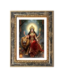 Goddess Durga Decorative Photo Frame With White Mount | Premium Wall & Tabletop Picture Frame | Home, Office & Temple Decoration | 8x12 Inch (Pack Of 1) (F31153)
