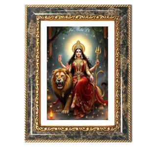 Goddess Durga Decorative Photo Frame With White Mount | Premium Wall & Tabletop Picture Frame | Home, Office & Temple Decoration | 8x12 Inch (Pack Of 1) (F31153)