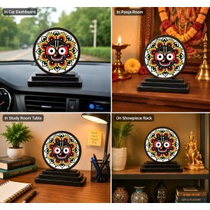 Car Dashboard Wooden Lord Jagannath Showpiece | 4 X 4.5 Inch Sublimation Printed Decorative Stand | 4 Mm MDF | Home Decor | Made in India (F33399) Car Dashboard Wooden Lord Jagannath Showpiece | 4 X 4.5 Inch Sublimation Printed Decorative Stand | 4 Mm MDF | Home Decor | Made in India (F33399)