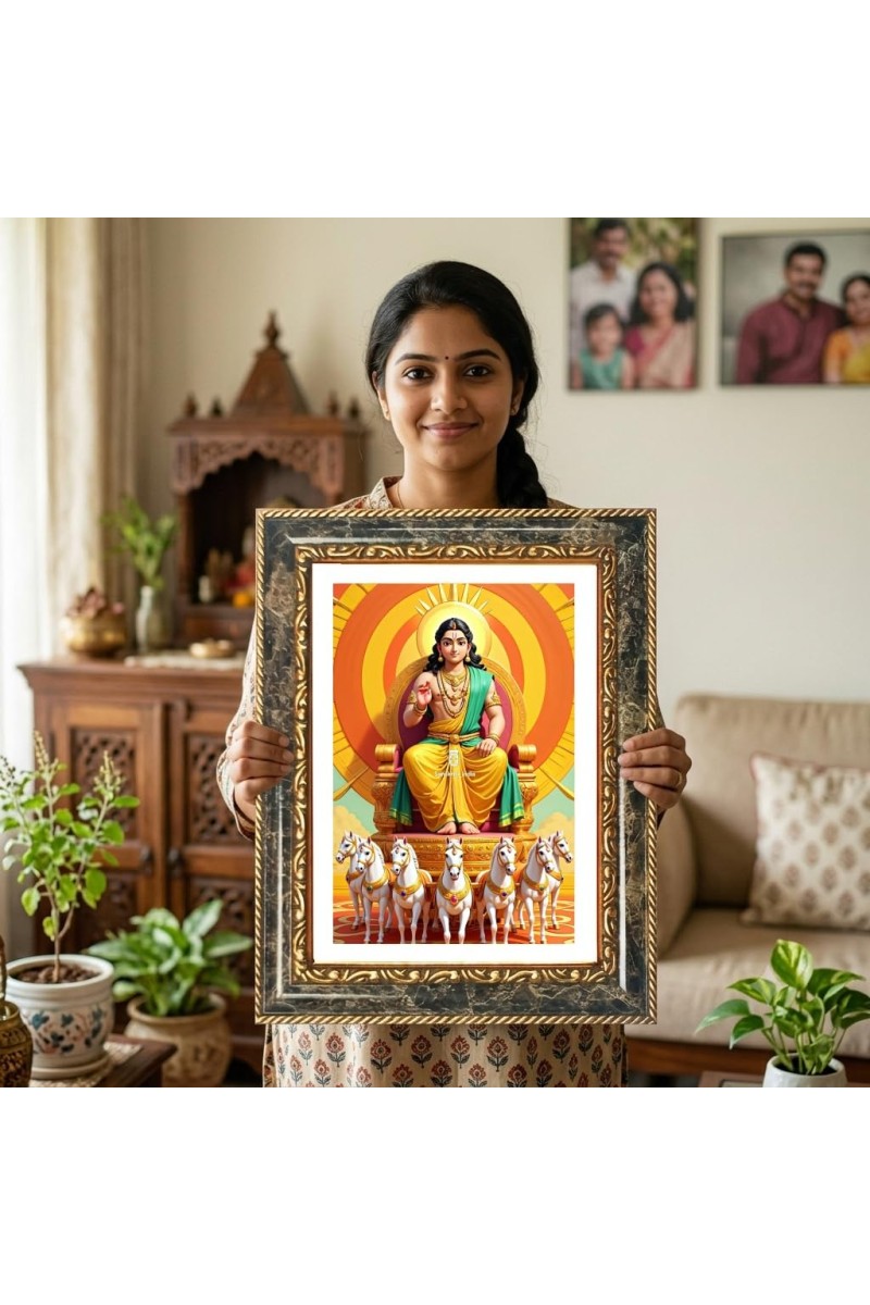 Ram And Sita Decorative Photo Frame With White Mount | Premium Wall & Tabletop Picture Frame | Home, Office & Temple Decoration | 12x16 Inch (Pack Of 1) (F32637)
