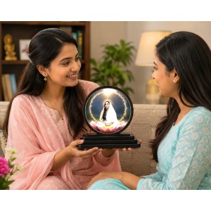 Car Dashboard Wooden Sarada Goddess Showpiece | 4 X 4.5 Inch Sublimation Printed Decorative Stand | 4 Mm MDF | Home Decor | Made in India (F33253)