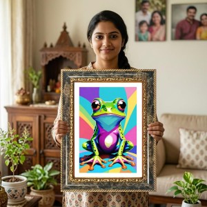 Vibrant, Stylized Frog Decorative Photo Frame With White Mount | Premium Wall & Tabletop Picture Frame | Home, Office & Temple Decoration | 8x12 Inch (Pack Of 1) (F31428) Vibrant, Stylized Frog Decorative Photo Frame With White Mount | Premium Wall & Tabletop Picture Frame | Home, Office & Temple Decoration | 8x12 Inch (Pack Of 1) (F31428)
