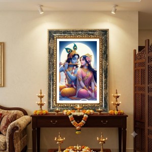 Radhaa Krishna Decorative Photo Frame With White Mount | Premium Wall & Tabletop Picture Frame | Home, Office & Temple Decoration | 8x12 Inch (Pack Of 1) (F33153)