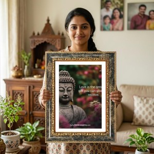 The Buddha Decorative Photo Frame With White Mount | Premium Wall & Tabletop Picture Frame | Home, Office & Temple Decoration | 8x12 Inch (Pack Of 1) (F31553)
