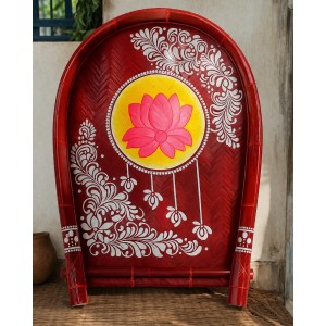 Handmade Bamboo Wedding Kulo for Bengali Boron & Khoi Dan | Traditional Hand-Painted Bamboo Kulo Tray for Wedding, Puja Decoration & Rituals | Eco-Friendly