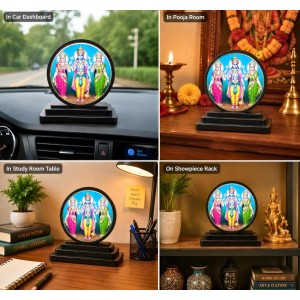 Car Dashboard Wooden Lord Vishnu, Goddess Lakshmi and Bhudevi Showpiece | 4 X 4.5 Inch Sublimation Printed Decorative Stand | 4 Mm MDF | Home Decor | Made in India (F33560) Car Dashboard Wooden Lord Vishnu, Goddess Lakshmi and Bhudevi Showpiece | 4 X 4.5 Inch Sublimation Printed Decorative Stand | 4 Mm MDF | Home Decor | Made in India (F33560)