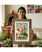 Radhaa Krishna Decorative Photo Frame With White Mount | Premium Wall & Tabletop Picture Frame | Home, Office & Temple Decoration | 10x14 Inch (Pack Of 1) (F33077)