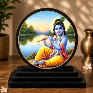Car Dashboard Wooden Lord Krishna Showpiece | 4 X 4.5 Inch Sublimation Printed Decorative Stand | 4 Mm MDF | Home Decor | Made in India (F33657) Car Dashboard Wooden Lord Krishna Showpiece | 4 X 4.5 Inch Sublimation Printed Decorative Stand | 4 Mm MDF | Home Decor | Made in India (F33657)