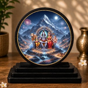 Car Dashboard Wooden Shiv Parivar Showpiece | 4 X 4.5 Inch Sublimation Printed Decorative Stand | 4 Mm MDF | Home Decor | Made in India (F33361) Car Dashboard Wooden Shiv Parivar Showpiece | 4 X 4.5 Inch Sublimation Printed Decorative Stand | 4 Mm MDF | Home Decor | Made in India (F33361)