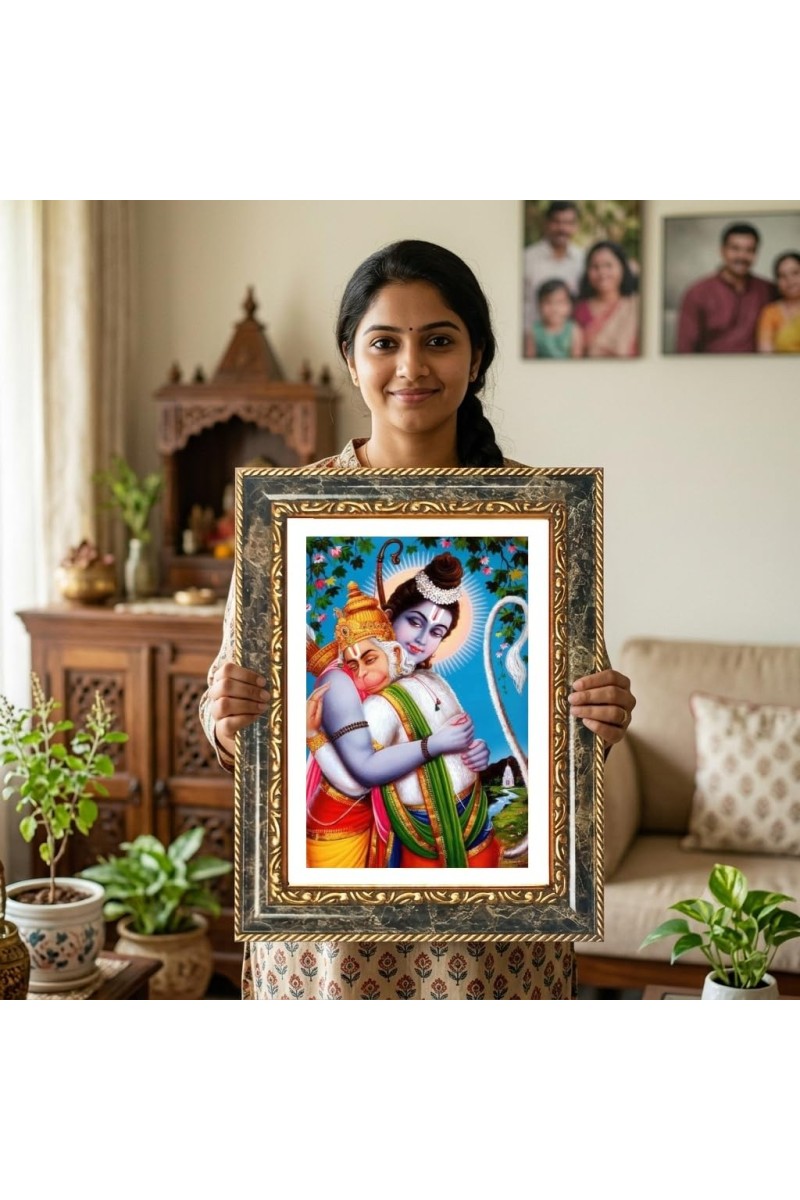 Ganeshaa And Krishna Decorative Photo Frame With White Mount | Premium Wall & Tabletop Picture Frame | Home, Office & Temple Decoration | 10x14 Inch (Pack Of 1) (F33119)