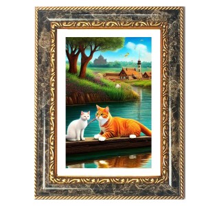 Two Cats Decorative Photo Frame With White Mount | Premium Wall & Tabletop Picture Frame | Home, Office & Temple Decoration | 8x12 Inch (Pack Of 1) (F32643) Two Cats Decorative Photo Frame With White Mount | Premium Wall & Tabletop Picture Frame | Home, Office & Temple Decoration | 8x12 Inch (Pack Of 1) (F32643)