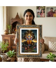 Vishnu Decorative Photo Frame With White Mount | Premium Wall & Tabletop Picture Frame | Home, Office & Temple Decoration | 8x12 Inch (Pack Of 1) (F31492)