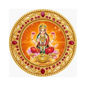 Goddess Lakshmi Fridge Magnet Wooden | Glossy Sublimation Print | 4x4 Inch | Strong Magnet Back | Decorative Magnet for Fridge, Almirah & Temple Decor (F23769)