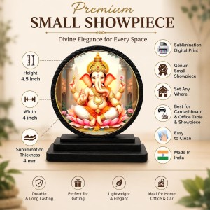 Car Dashboard Wooden Lord Ganeshaa Showpiece | 4 X 4.5 Inch Sublimation Printed Decorative Stand | 4 Mm MDF | Home Decor | Made in India (F33519) Car Dashboard Wooden Lord Ganeshaa Showpiece | 4 X 4.5 Inch Sublimation Printed Decorative Stand | 4 Mm MDF | Home Decor | Made in India (F33519)