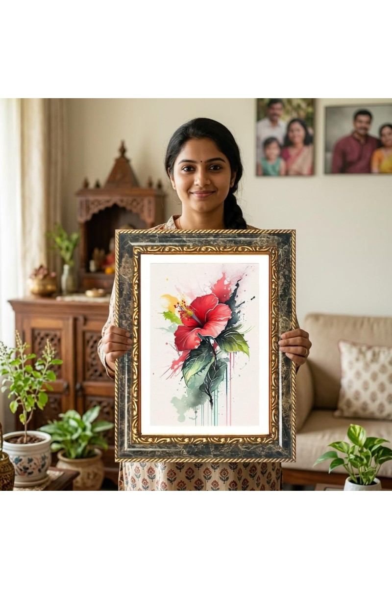 Tranquil Artwork Decorative Photo Frame With White Mount | Premium Wall & Tabletop Picture Frame | Home, Office & Temple Decoration | 12x16 Inch (Pack Of 1) (F32575)